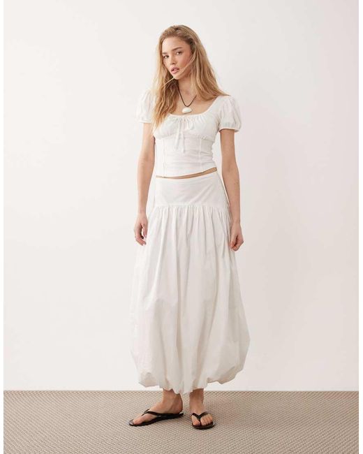 Miss Selfridge White Puff Sleeve Milkmaid Top