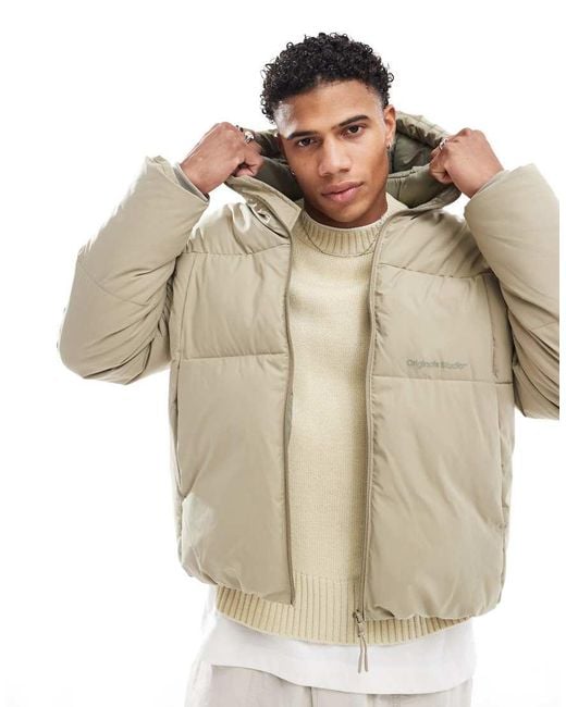 Jack & Jones White Oversized Boxy Puffer Jacket for men
