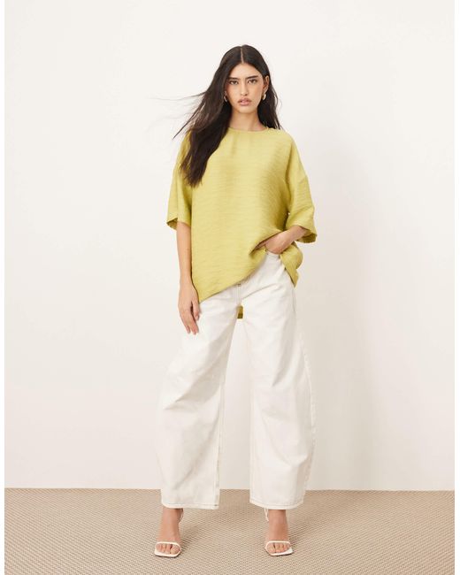 ARRANGE Natural – kastiges oversize-t-shirt aus strukturiertem gewebe