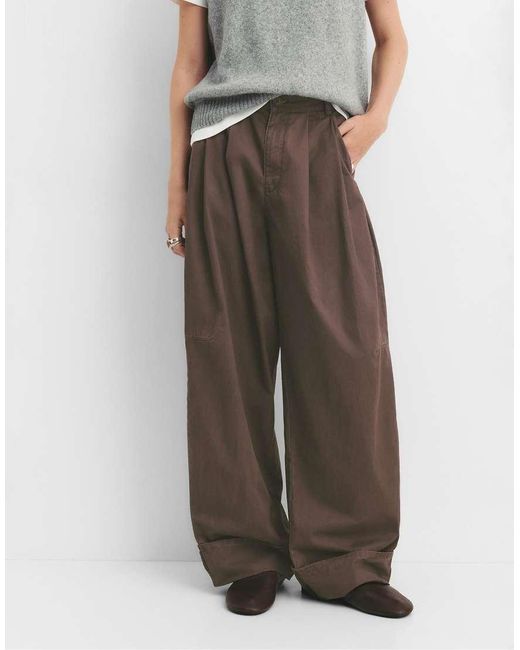 Pull&Bear Brown Darted Balloon Fit Trousers