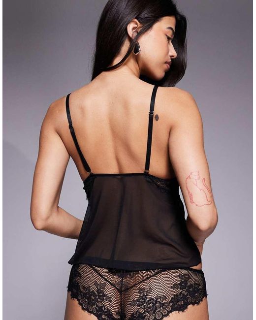 Ann Summers Black Bridgette Mesh Cami Set