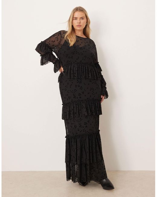 Never Fully Dressed Black Star Devoree Ruffle Maxi Dress