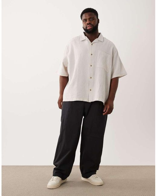 ASOS Black Loose Elasticated Trouser With Pleat for men