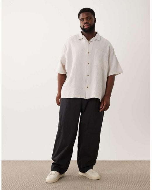 ASOS Black Loose Straight Elasticated Trouser With Pleat for men