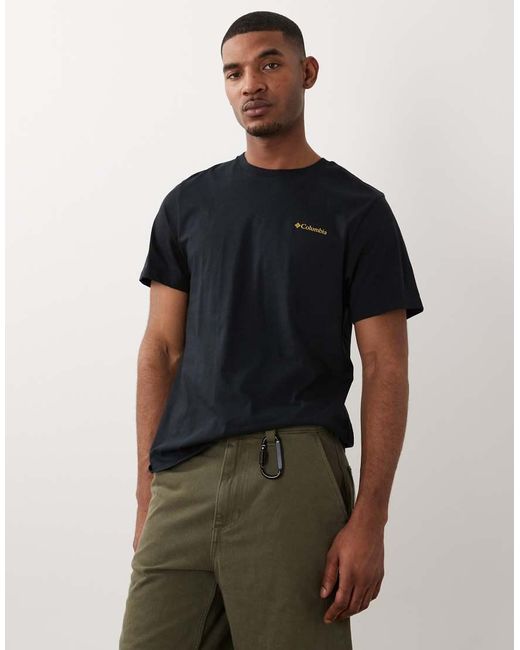 Columbia Black Csc Box Logo Back T-shirt for men