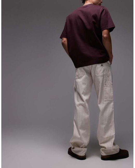 Dickies Gray Pinstripe Carpenter Trousers for men