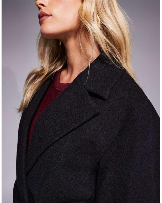 Forever New Black Formal Smart Wrap Coat