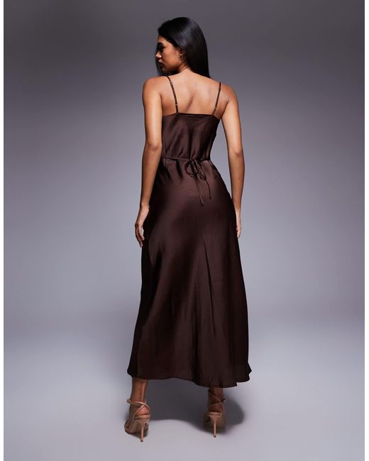 New Look Blue Satin Cowl Neck Midi Dress