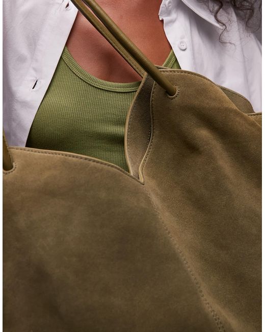 ASOS Green Suede Tubular Handle Vase Tote Bag