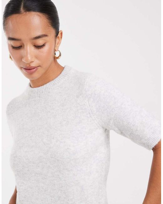 New Look White Puff Sleeve Knitted T-shirt