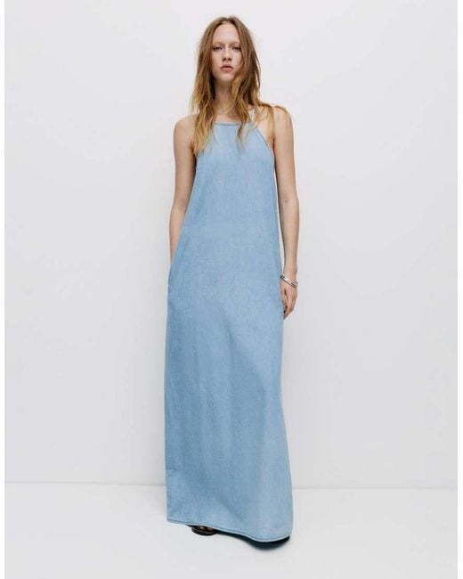 Pull&Bear Blue Long Denim Dress