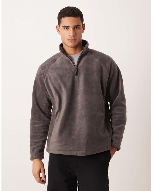 Sweat décontracté en polaire à col cheminée zippé - gris ASOS pour homme en coloris Green