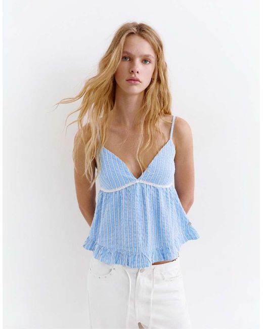 Pull&Bear Blue Striped Camisole Top