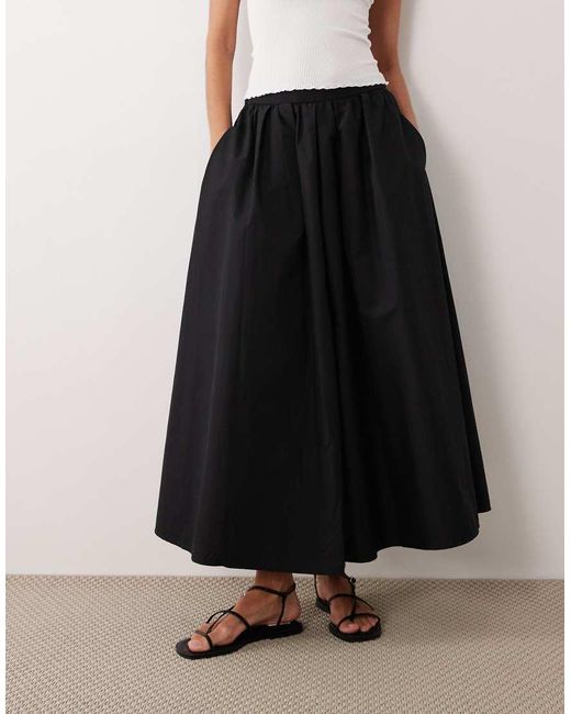 ASOS White Volume Detail Midi Skirt