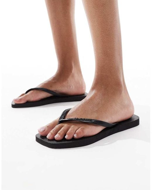 Havaianas Black Square Toe Flip Flops