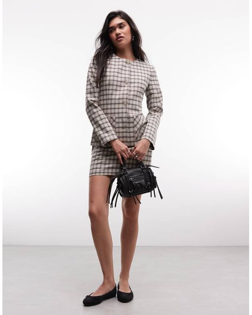 ASOS Gray Tailored Collarless Jacket