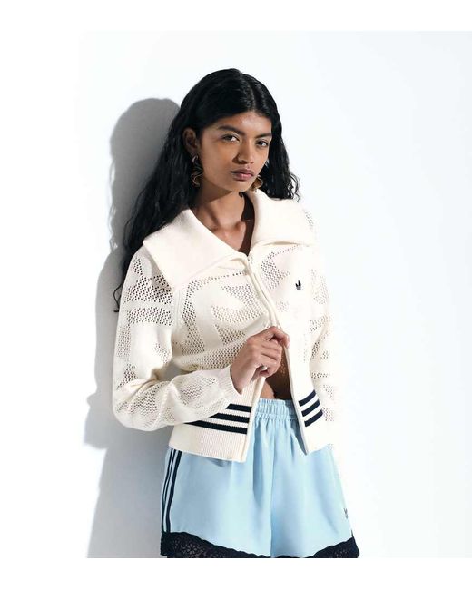 adidas Originals x ASOS White Knit Crochet Track Top