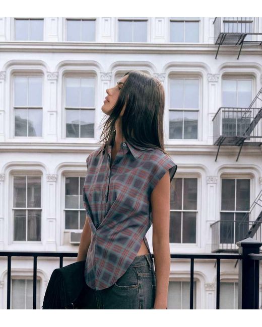 Lioness Gray Exclusive Camden Cap Sleeve Cinched Waist Shirt