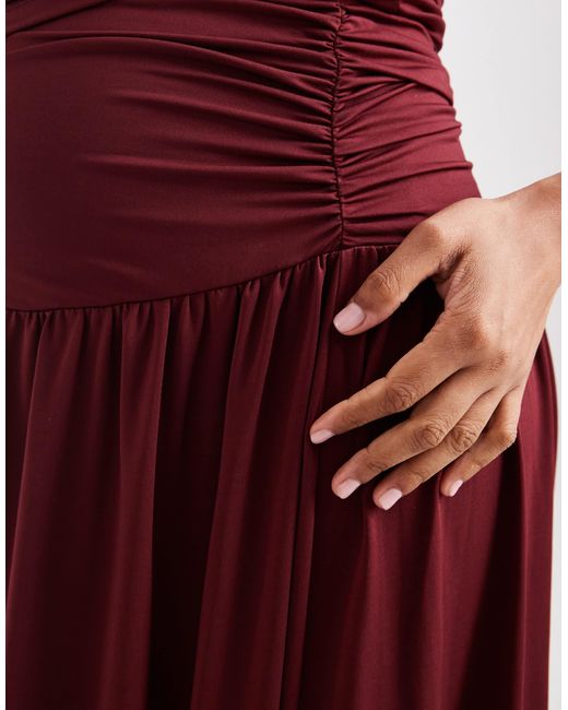 ASOS Red Asos Design Maternity Co-Ord Drop Waist Ruched Maxi Skirt