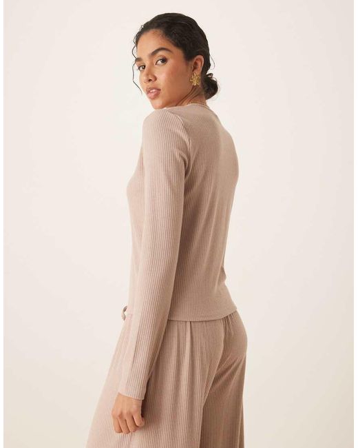 ASOS Natural Lounge Mix & Match Ribbed Cardigan