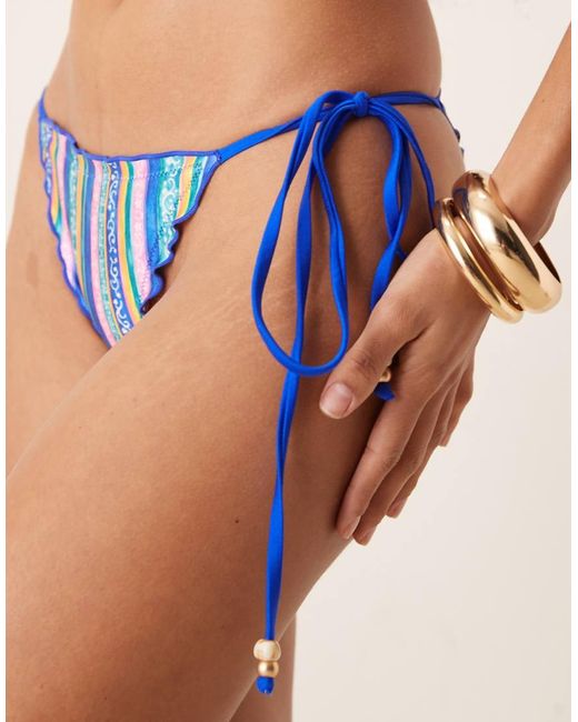 Kulani Kinis Blue Stripe Thong Bikini Bottom