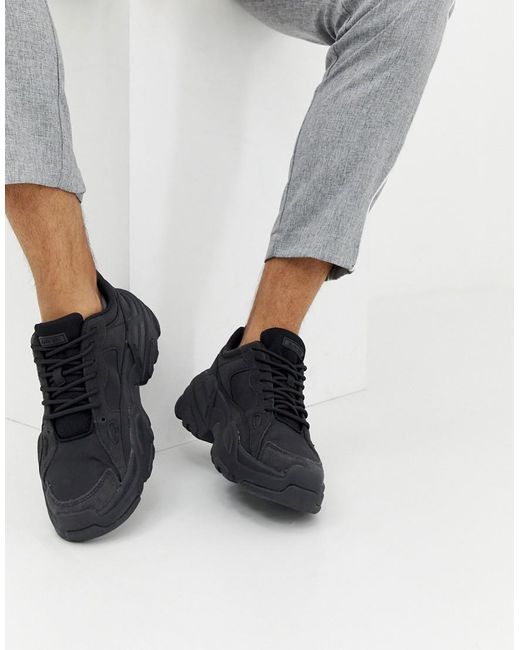 Bershka Denim Chunky Sneaker In Black for Men | Lyst