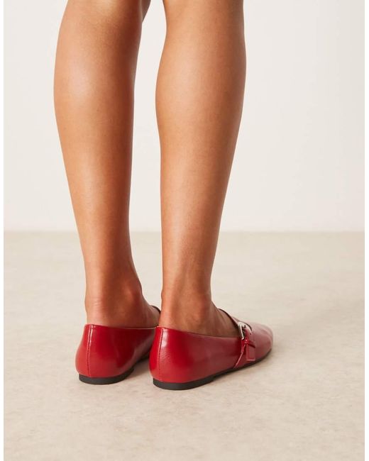 ASOS Red Wide Fit Leah Mary Jane Ballets