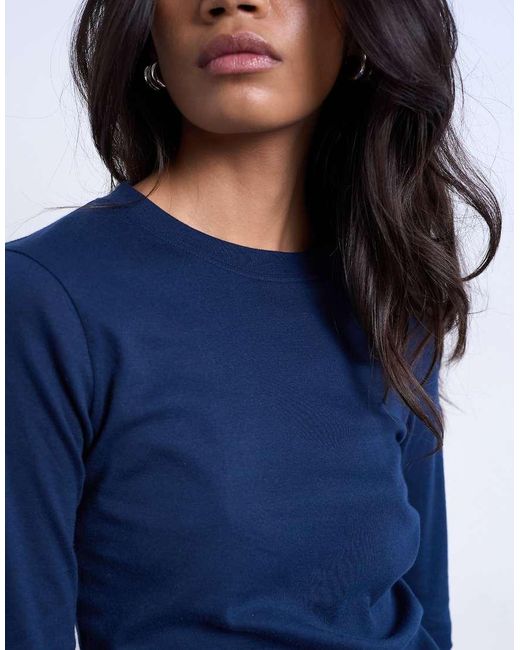 TOPSHOP Blue Long Sleeve Everyday Tee