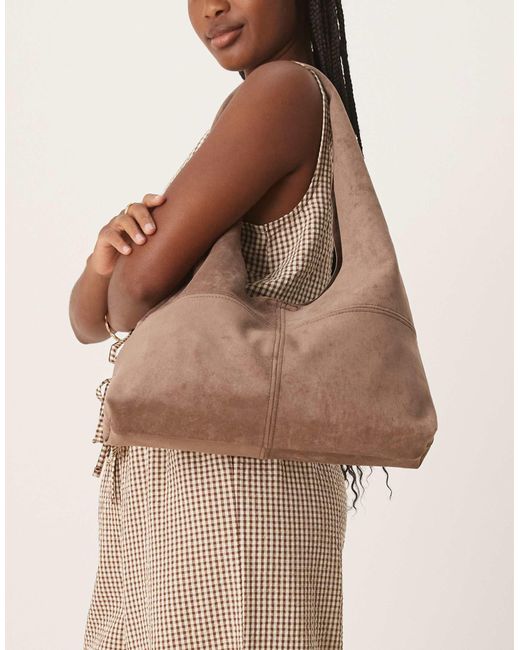 Cabas trapèze en imitation daim - moka ASOS en coloris Brown