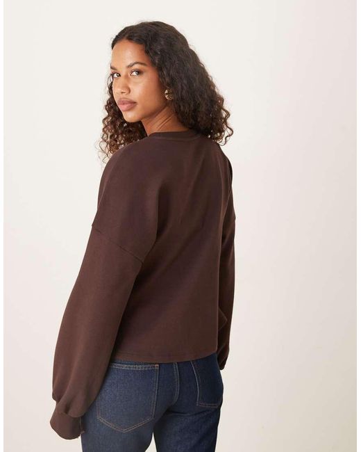 ASOS Brown Interlock Sweat With Peplum Waist
