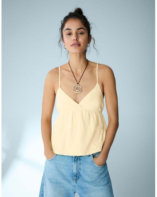 Bershka Blue Ruffle Strap Top