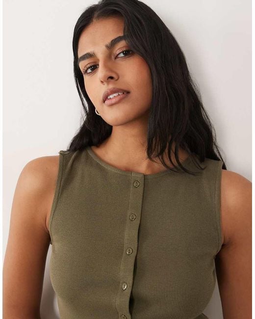 Brave Soul Green Button Down Vest