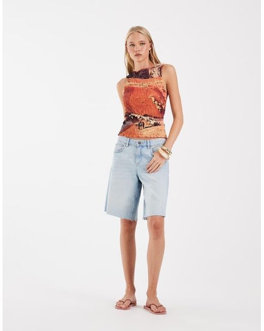 ASOS Shirred Jersey Vest With Western Road Print
