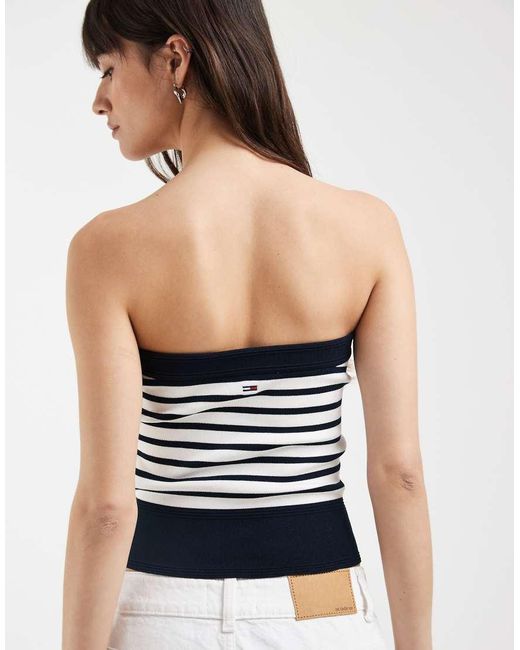 Tommy Hilfiger White Button Detail Bandeau Sweater