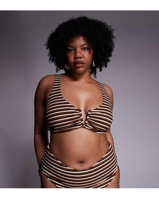 ASOS Black Asos Design Curve Tori Towelling Nissi V-Wire Bikini Top