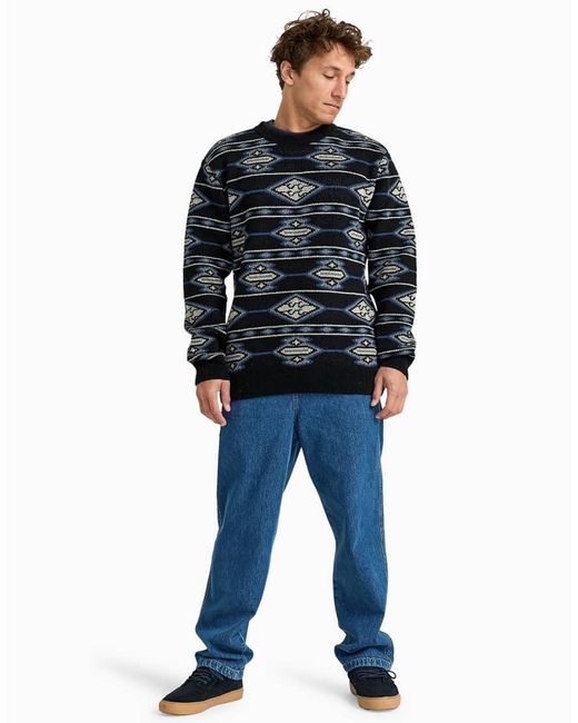 Billabong Black Ranchero Crew Neck Jumper Made Of Acrylic And Wool Thread for men