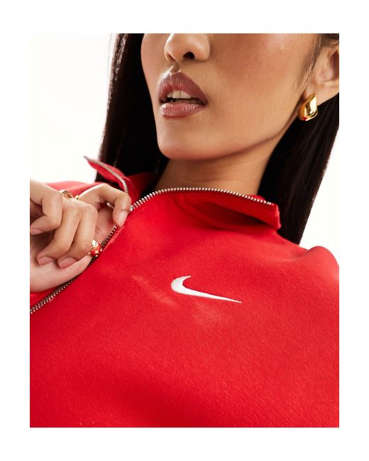 Nike Red Phoenix Fleece Half Zip Sweatshirts