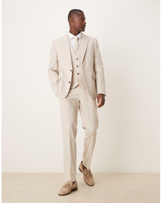ASOS Natural Slim Linen Suit Jacket for men