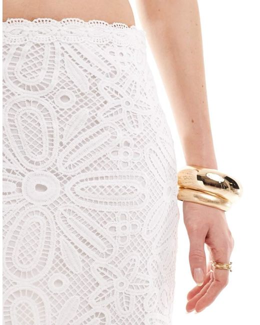 4th & Reckless White Broderie Lace Maxi Skirt Co-Ord