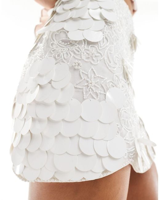 ASOS White Mixed Embellished Mini Skirt