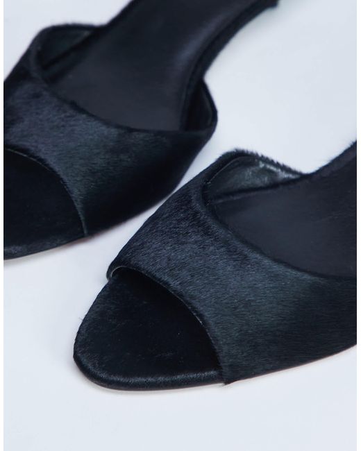 TOPSHOP Blue Alba Real Leather Peep Toe Kitten Heel Mule