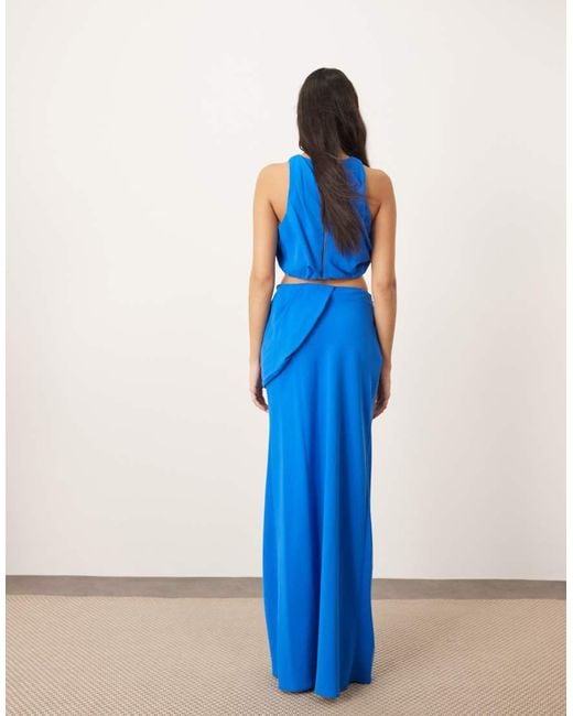 ARRANGE Blue Drape Detail Maxi Skirt Co-ord