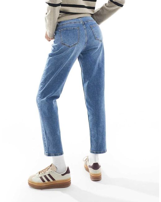 Mama.licious Blue Mamalicious Maternity Straight Leg Jeans With Soft Over The Bump Band
