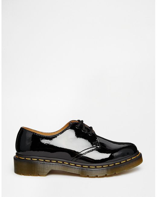 dr martens 1461 classic black patent flat shoes