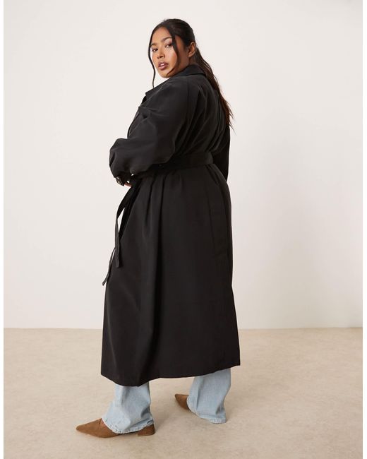 Asos design curve - trench-coat à col cascade ASOS en coloris Black