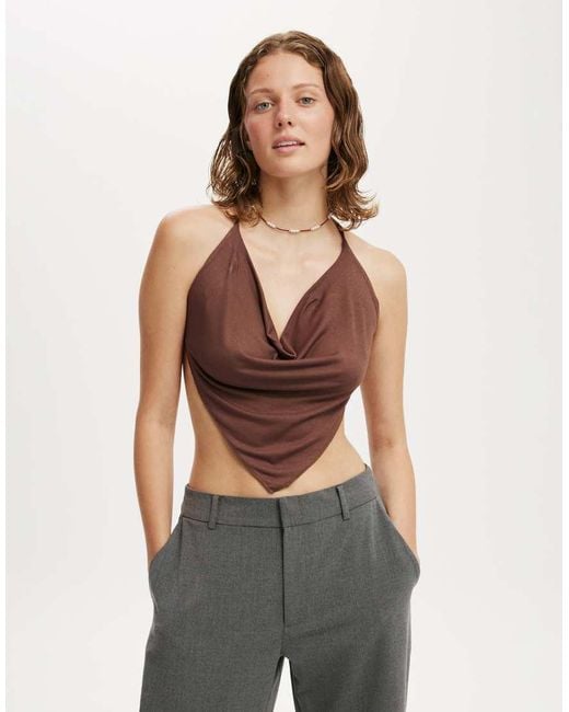 Cotton On Brown Jordie Slinky Cowl Neck Halter Top