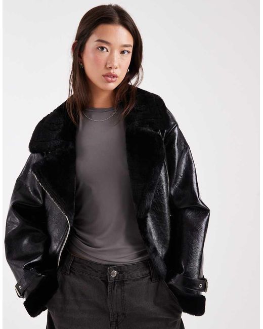 Miss Selfridge Black Shiny Aviator