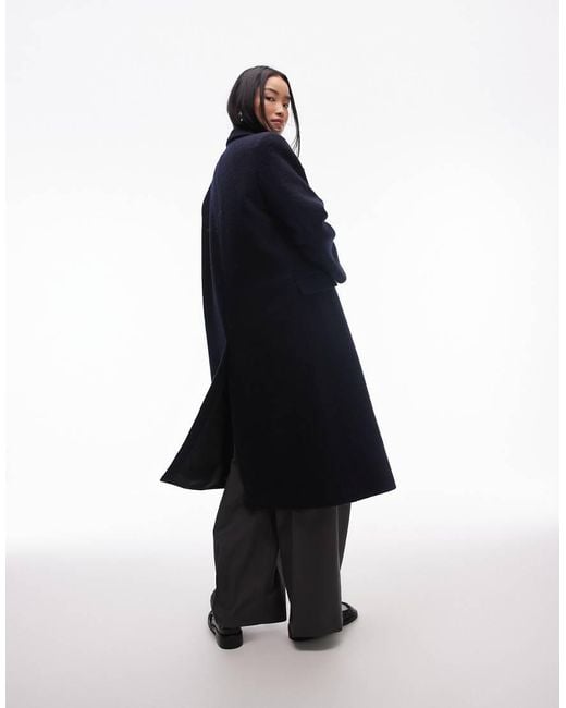 & Other Stories Blue Wool Blend Oversized Midi Length Coat With Asymmetric Button Detail