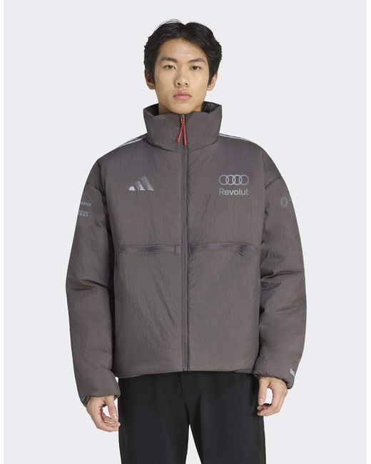 Adidas Originals Gray Audi Formula One Team Engineers & Marketing Padded Jacket for men
