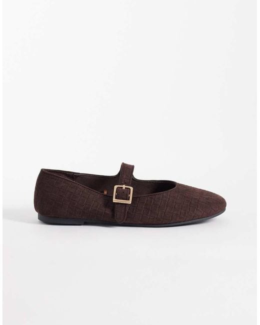 New Look Brown Woven Mary Jane Ballet Flats